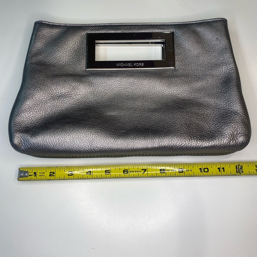 Michael Kors Gunmetal Berkeley Leather Clutch